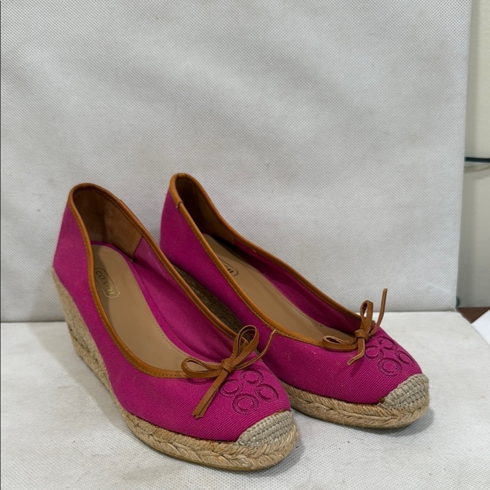 Coach Fuchsia Espadrilles with Bow & Letter “C” Detail